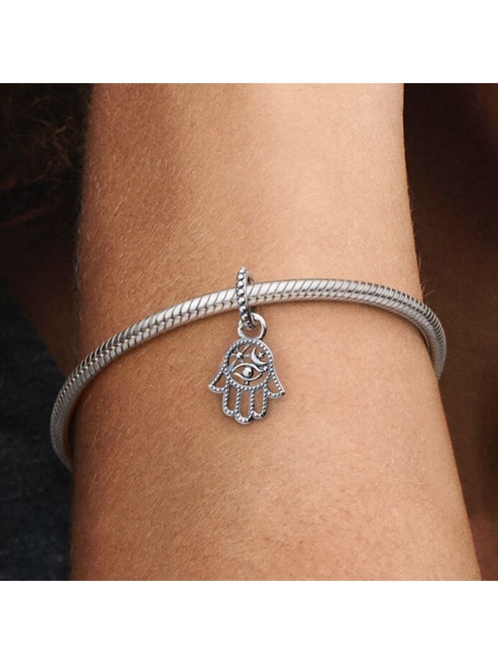 Pandora Silver Hamsa Hand Charm Necklace - Picture 4 of 4